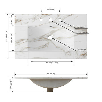 Ancillary 3-Hole 20 in. W x 18.25 in. D Classic Contemporary Rectangular Ceramic Single Sink Basin Vanity Top